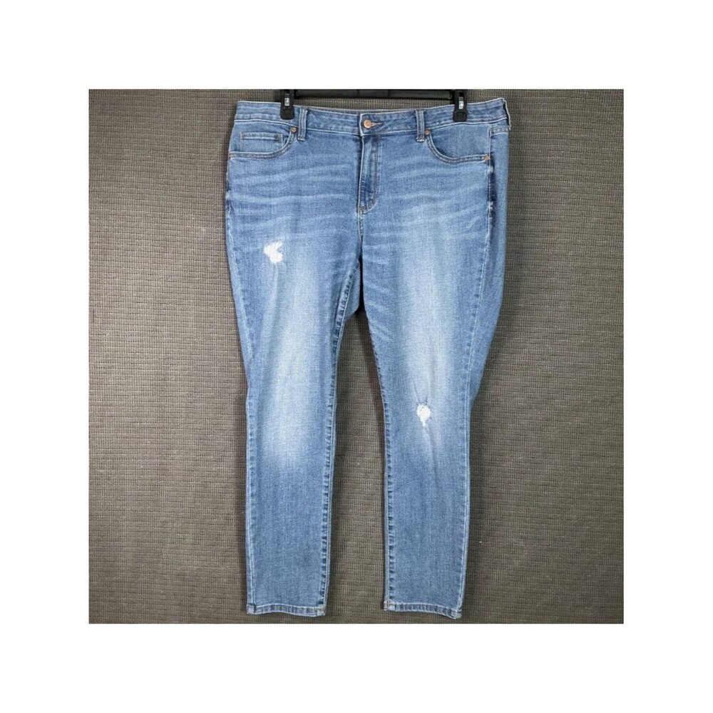 Sonoma Womens Skinny Jeans Size 18 Light Wash Distressed Stretch Denim